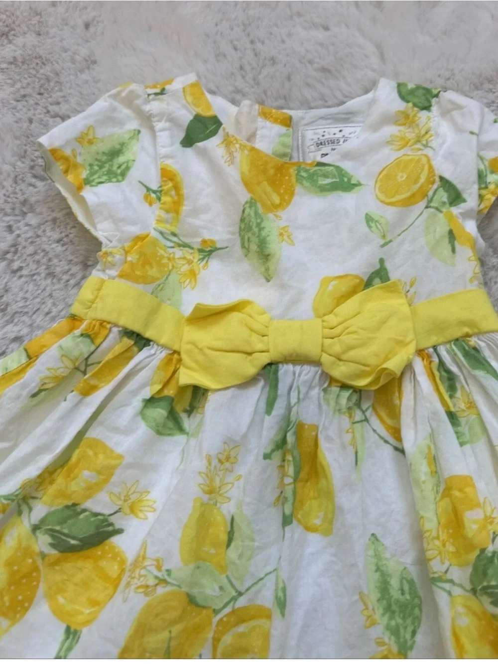 Gymboree Yellow Lemon-Print Dress with Yellow Bow size 3T